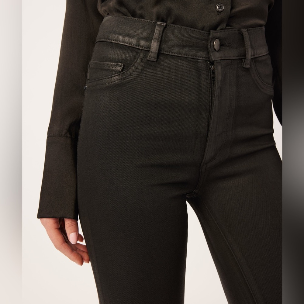 DL1961 Bridget Cropped Boot Raw Hem coated black denim size 26